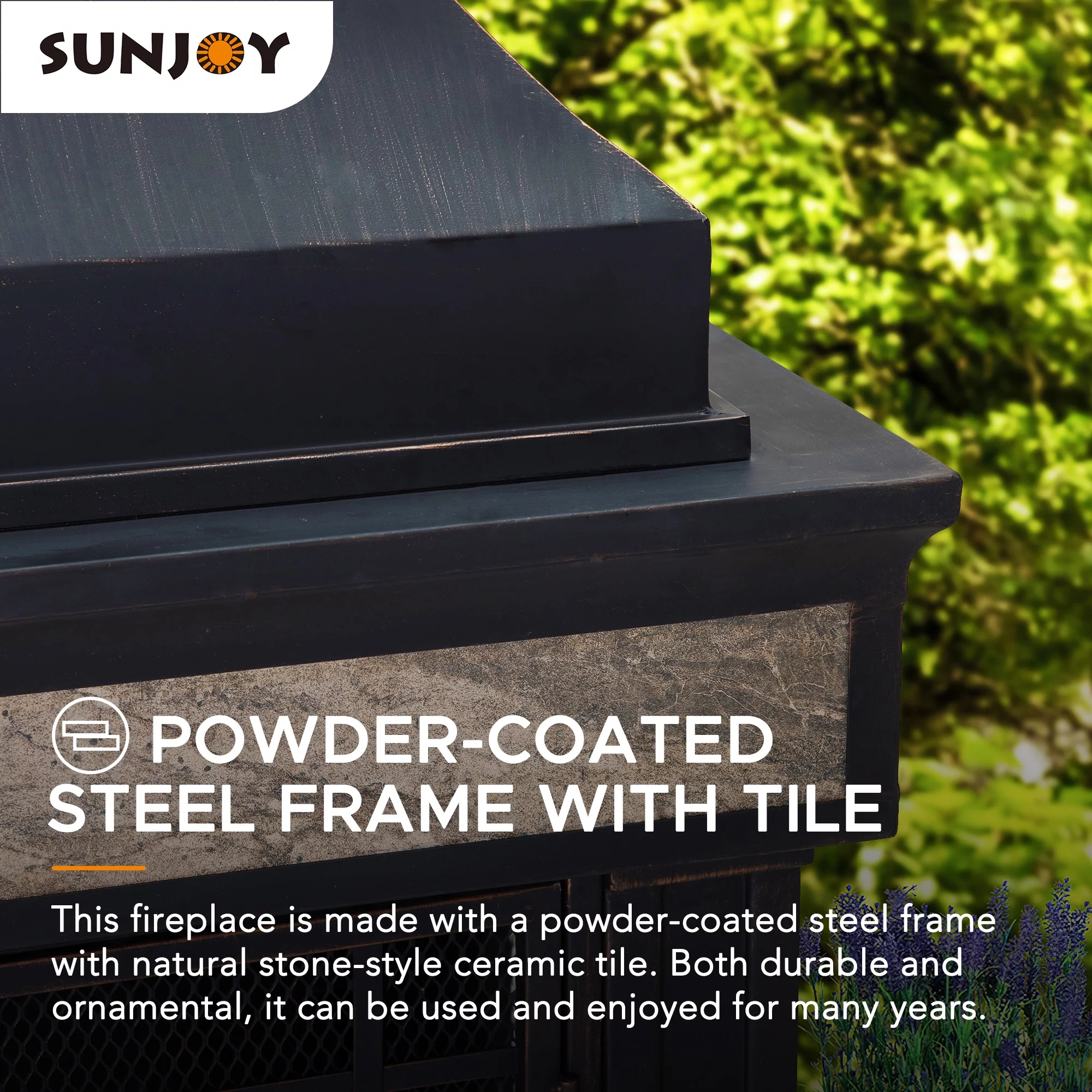 Sunjoy Cole Wood Burning Fireplace - Black