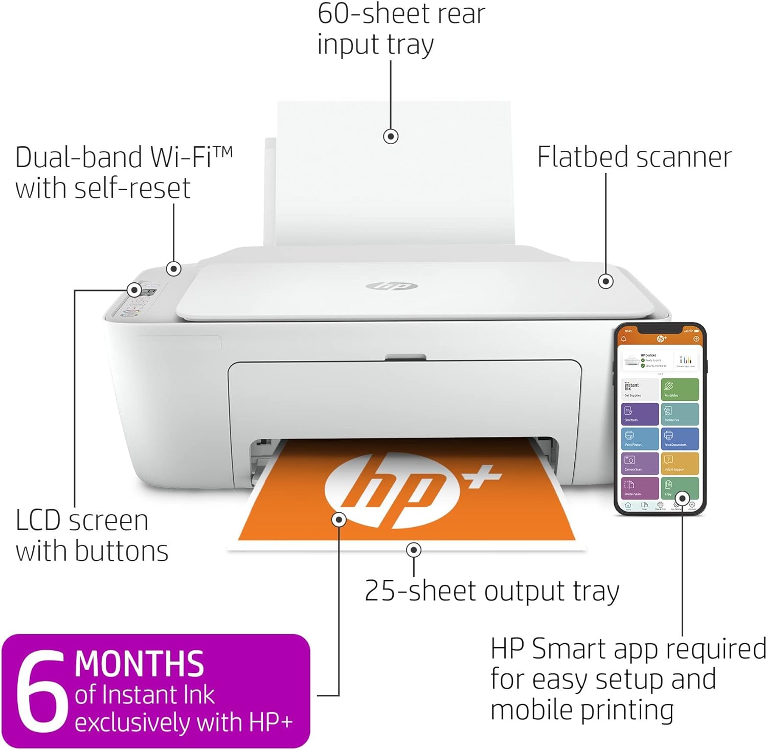 H-P DeskJet 2752e Wireless All-in-One Color Inkjet Printer for Home, Office, Print, Copy, Scan, Wireless, USB Connectivity, Mobile Printing with Bools USB Printer Cable
