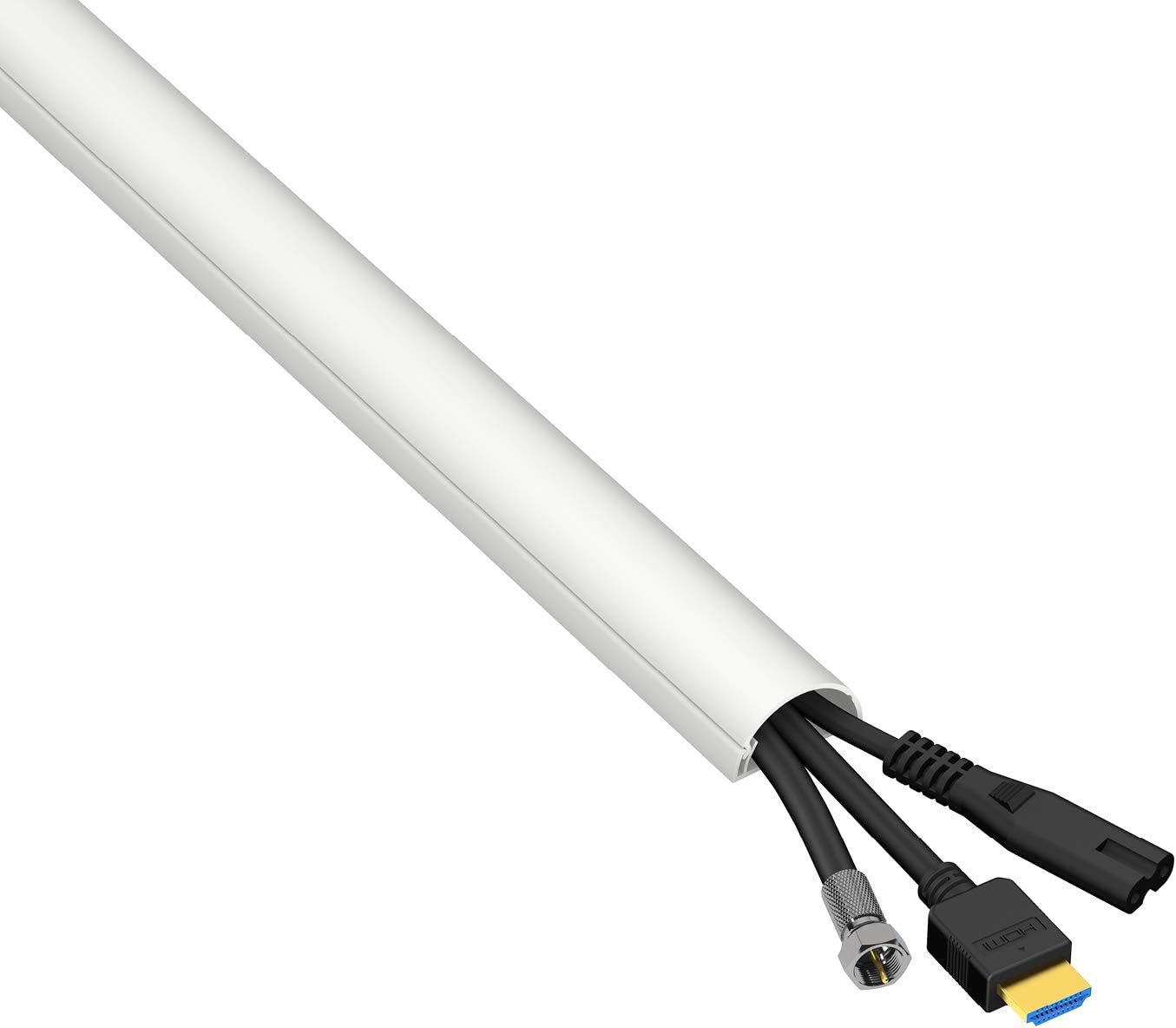 D-Line White Cable Raceway On-Wall Cord Cover, 39 Inch Medium Paintable Channel to Hide and Conceal Cords, Cables, or Wires - Cable Management 0.75 (W) x 0.39 (H), Pack of 8