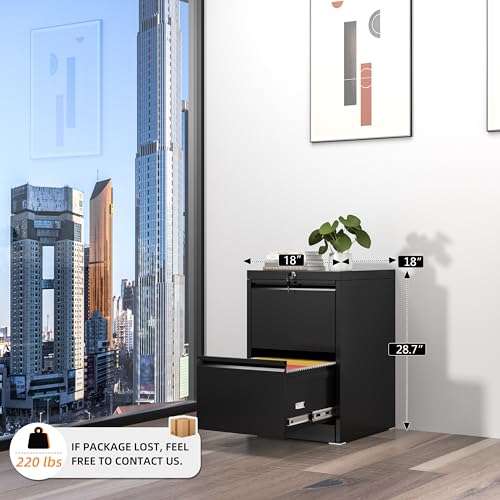 INTERGREAT 4 Drawers File Cabinet with Lock, 18" D Vertical Filing Cabinet for Home Office, Metal Black File Cabinet for Hanging Letter/F4/A4/Legal Folders, Easy Assemble