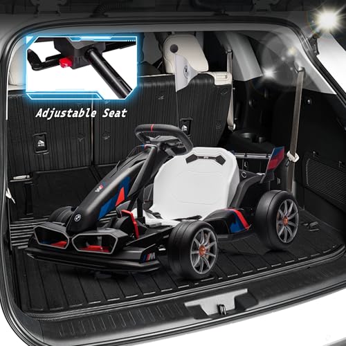 FORESEE 36V Licensed BMW Kids Electric Go Kart, Battery Powered Drift Kart w/Adjustable Seat, Ride On Toy for Big Kids Ages 6+, 8.6MPH Racing Go Cart w/600W Motor, LED Lights & Safety Belt, Black