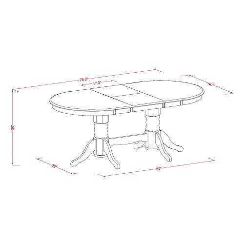 East West Furniture Vancouver 9 Piece Set Includes an Oval Dining Table with Butterfly Leaf and 8 Kitchen Chairs, 40x76 Inch, VAKE9-LWH-W