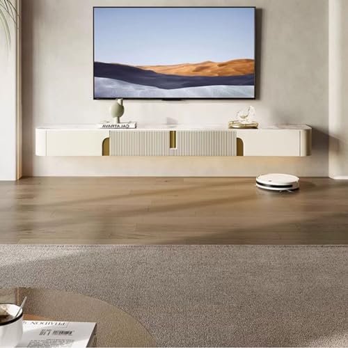 TV Floating Cabinet Modern Floating TV Stand with Slate Tabletop, Wall Mounted TV Shelf Entertainment Center, Floating Media Console Wood Storage Hutch Under TV for Living Room, 70.8/78.7 Inch, Fully