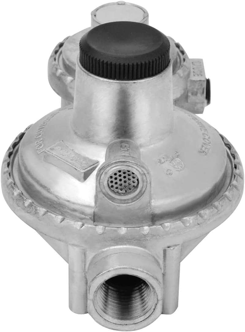 only fire Vertical Two Stage Propane Regulator for Propane Tank, 1/4" Female NPT Inlet and 3/8" Female NPT Outlet