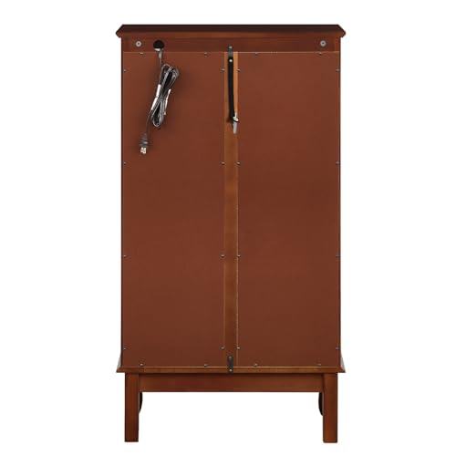 TRIPLE TREE Display Lighted Cabinet with Glass Doors and Adjustable Shelves, Curio Showcase China Figures Collection Art Wood Storage Case for Bar Living Room Kichen Pantry (Bulb Excluded), Oak