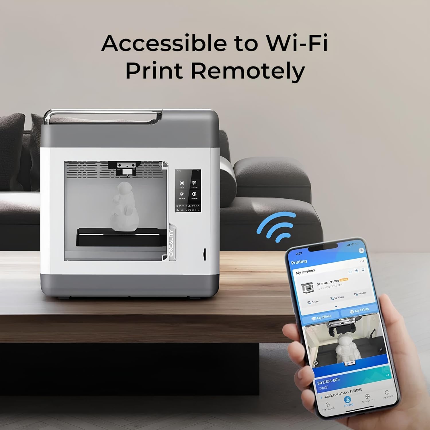 Creality3D Sermoon V1 Pro 3D Printer w/Built-in Camera, Smooth Printing w/Dual-Gear Direct Extruder, Wi-Fi Connectivity, Personal Home Education High Precision Intelligent No Leveling 3D Printing