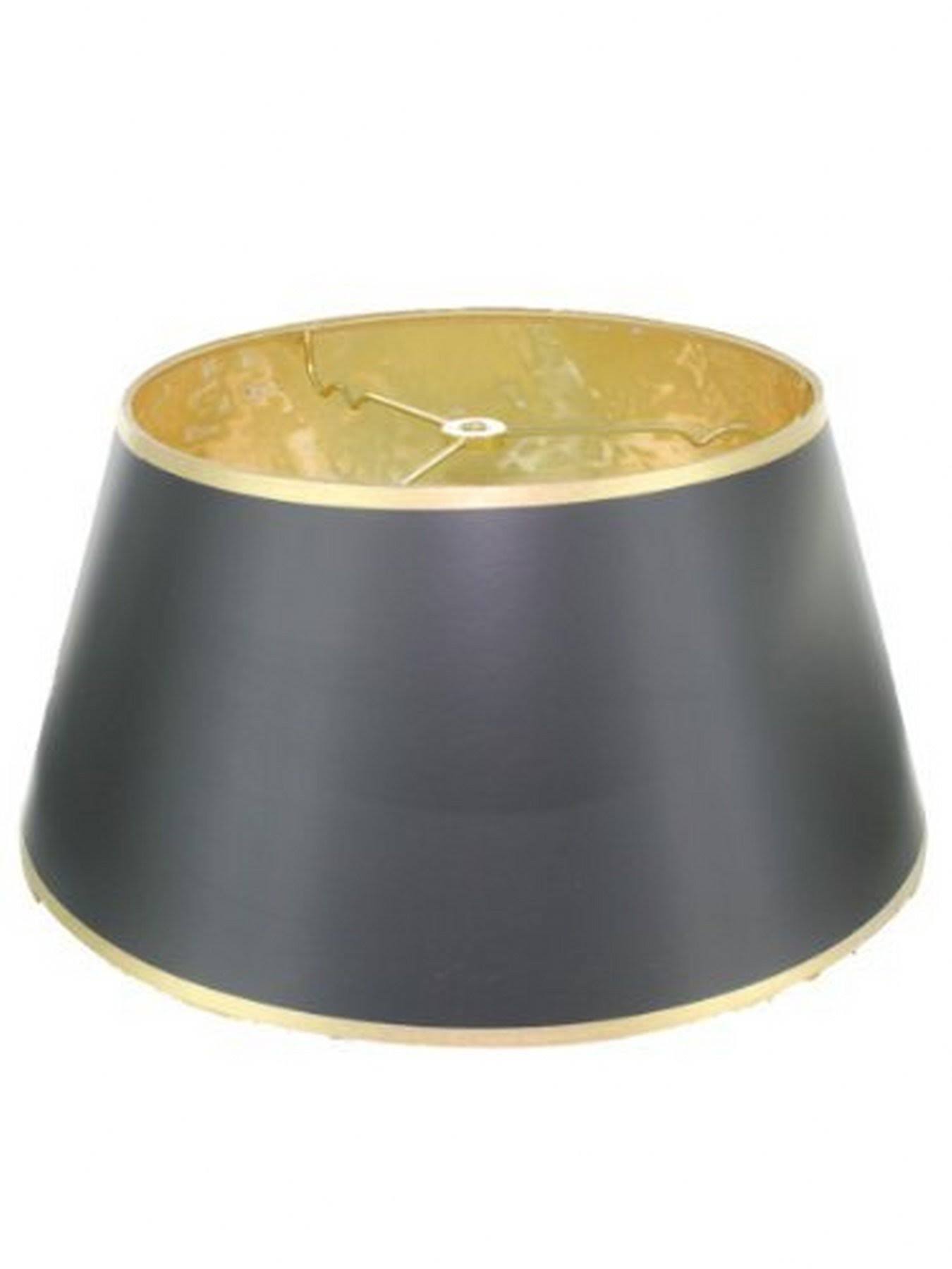 Upgradelights 16 inch Black with Gold Interior Bouillotte Lamp Shade in A Glossy