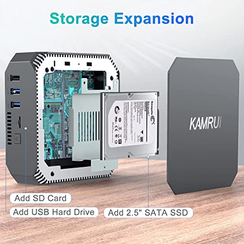 KAMRUI Mini PC Ryzen 7 5700U(8C/16T, up to 4.3GHz), Mini Computer 16GB DDR4 RAM 512GB M.2 2280 NVME SSD Mini PC Gaming, 4K Dual Display Mini Desktop Support WiFi6/BT5.2/Dual Channel
