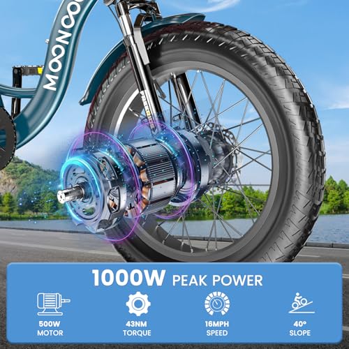MOONCOOL Electric Tricycle Trike for Adults 350W 36V Removable Battery 24/26 Inches 7 Speeds 3 Wheels Electric Bikes Bicycle for Adults, Three Wheel Electric Cruiser Tricycle