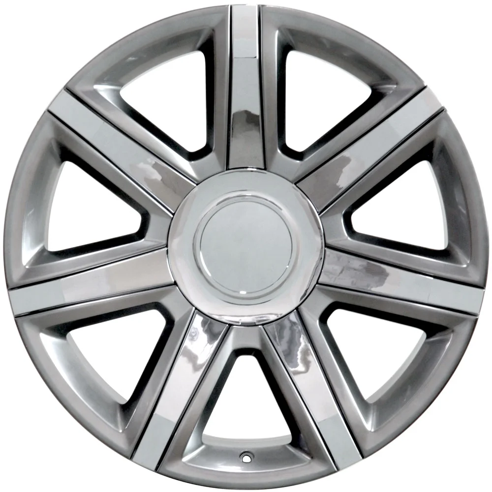 22 inch Hyper Black & Chrome Wheels, 285/45R22 Bridgestone Tires, TPMS & Lugs SET Fit GMC Chevy Cadillac Trucks and SUVs - Cadillac Escalade Style Rims