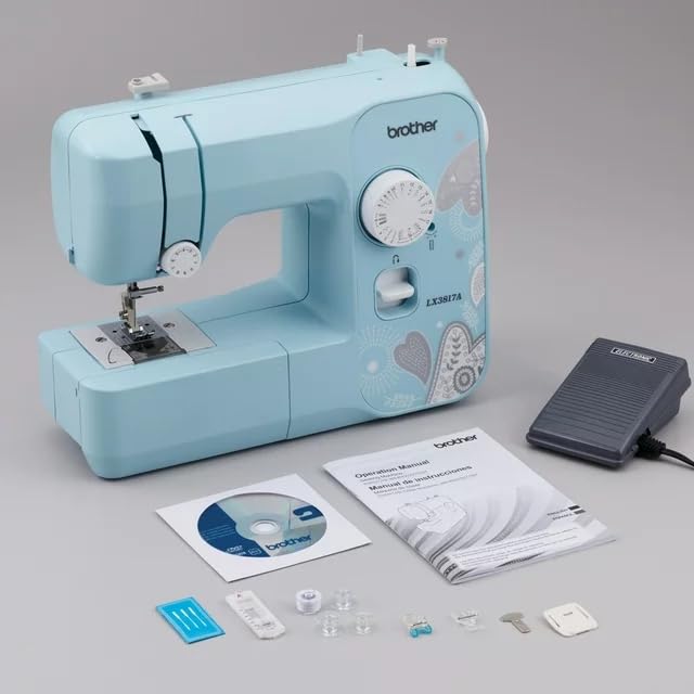 Brother LX3817 17-Stitch Portable Full-Size Sewing Machine, Lightweight, 4 Included Sewing Feet, White, with MTC Microfiber Cloth
