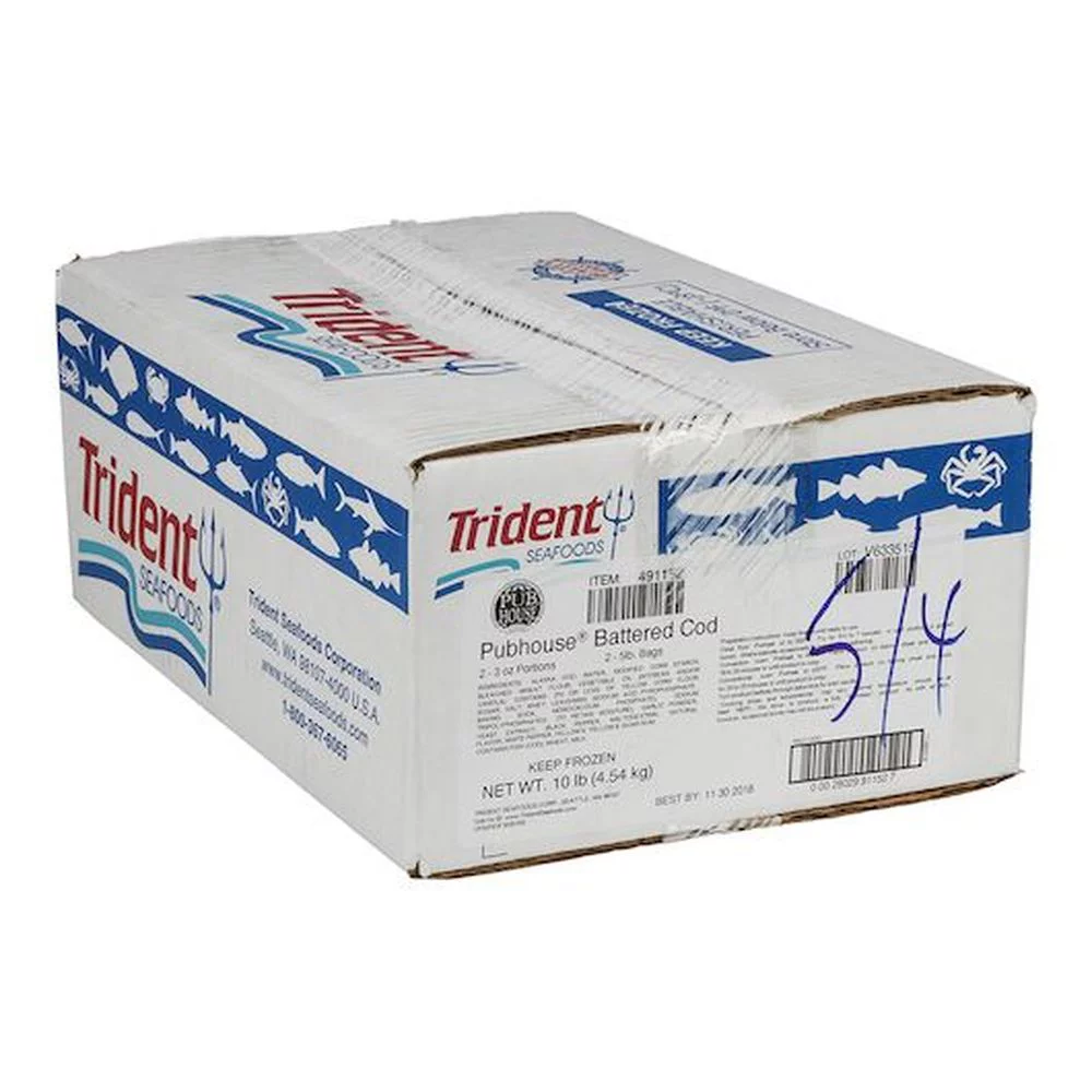 Pubhouse Boneless Battered Oven Ready Cod Fillet Portions, 10 Pound