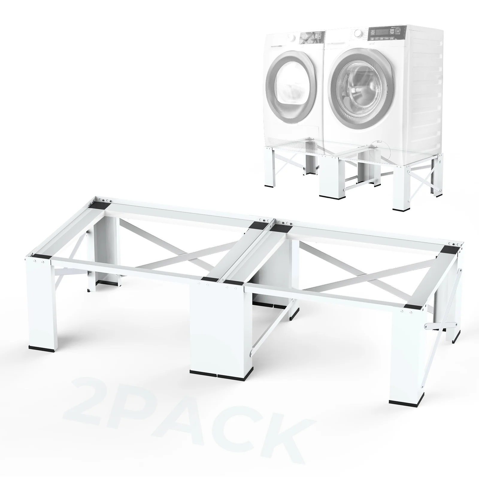 2-in-1 Upgraded Design Wash Dryer Pedestals 29" Matalde Laundry Pedestal Heavy Duty, Washer and Dryer Stand, White - Curated Treasures Market