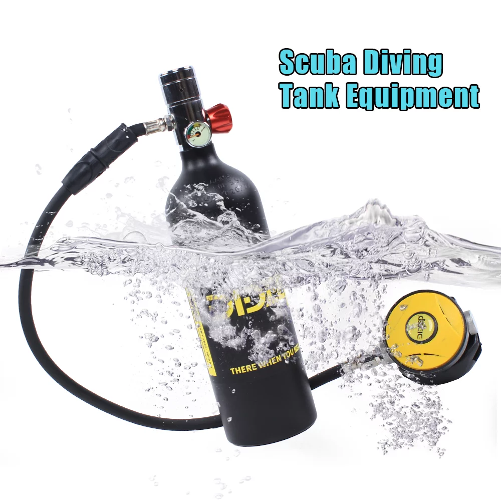 Miumaeov 1L Mini Diving Equipment Kit Underwater Breath Oxygen Tank Pump High Pressure Air Pump Refill Adapter for Underwater Diving Breathe Training
