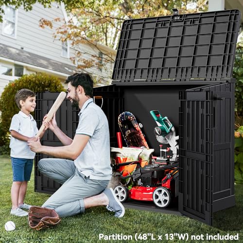 YITAHOME 8x6.2FT Outdoor Storage Shed w/o Floor, All-Weather Plastic Shed with Lockable Doors, Window & Vents, Plastic Tool Shed for Backyard, Patio, Poolside, Lawn, Gray