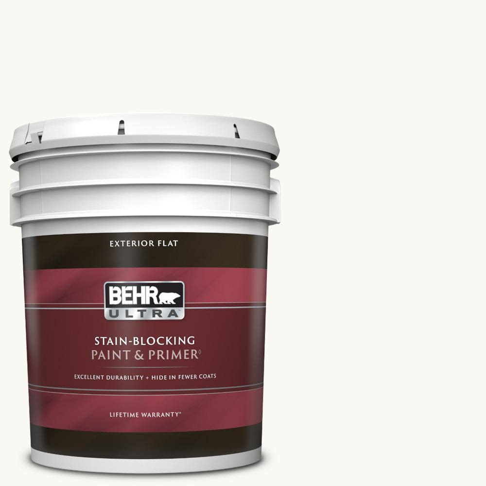 BEHR Ultra 5 gal. #PR-W15 Ultra Pure White Flat Exterior Paint u0026 Primer