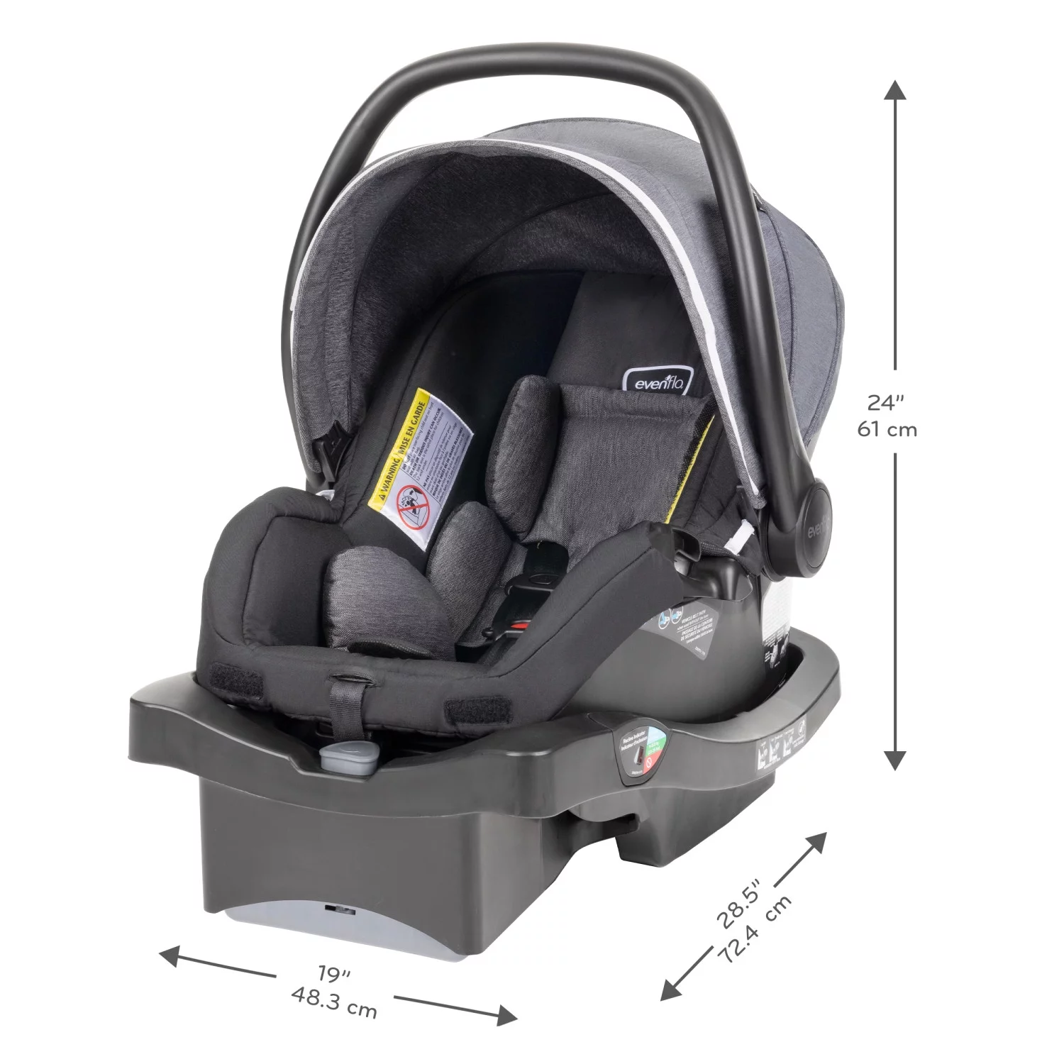 Evenflo Pivot Vizor Travel System with LiteMax Infant Car Seat (Chasse Black), Unisex
