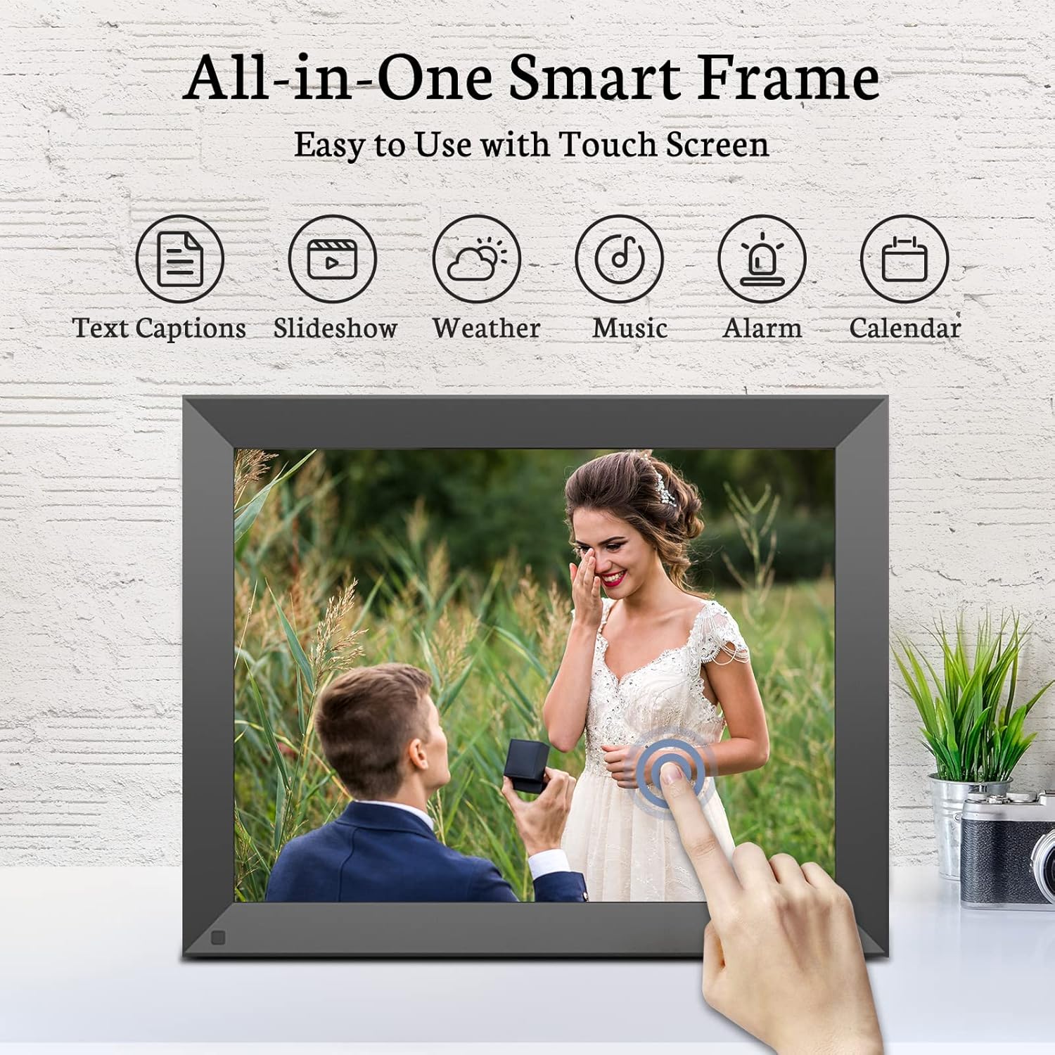 BSIMB Digital Picture Frame IPS Display, Wall-Mountable Electric Photo Frame with Remote Control, Place in Landscape&Portrait, Gift for Mother's Day