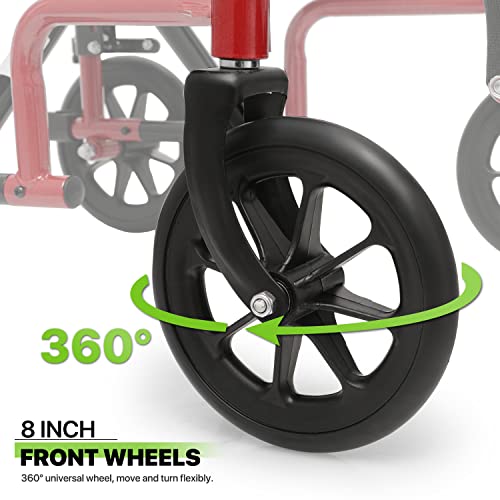Magshion Wheelchairs for Adults with Swing-Away Footrest and Flip Back Backest Foldable Lightweight 16 inch Wide Seat Wheel Chair for Storage and Travel Use, 300 lbs