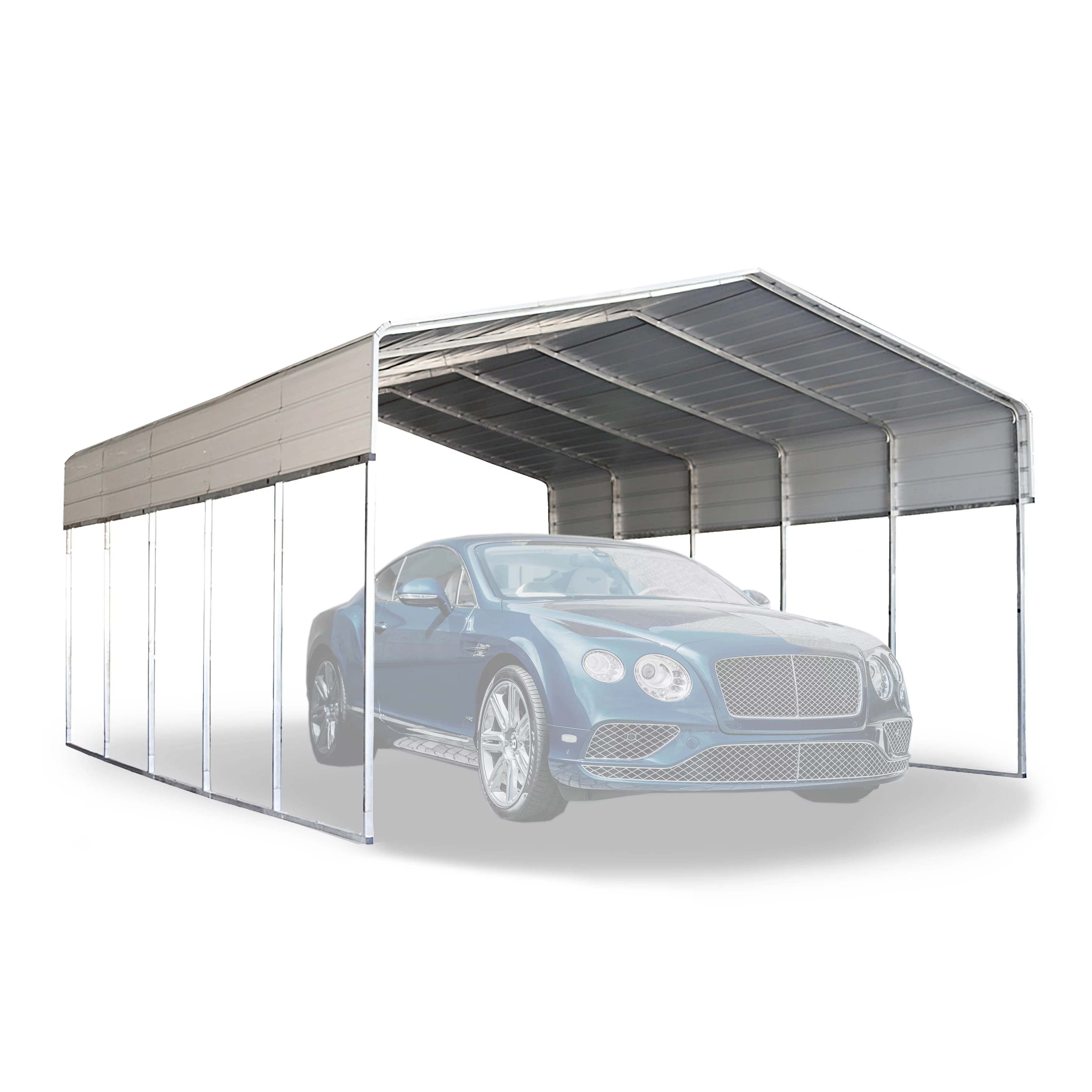 ALEKO CPM12X23WH Galvanized Steel Carport and Canopy Shelter - 12 x 23 Feet - White - Curated Treasures Market