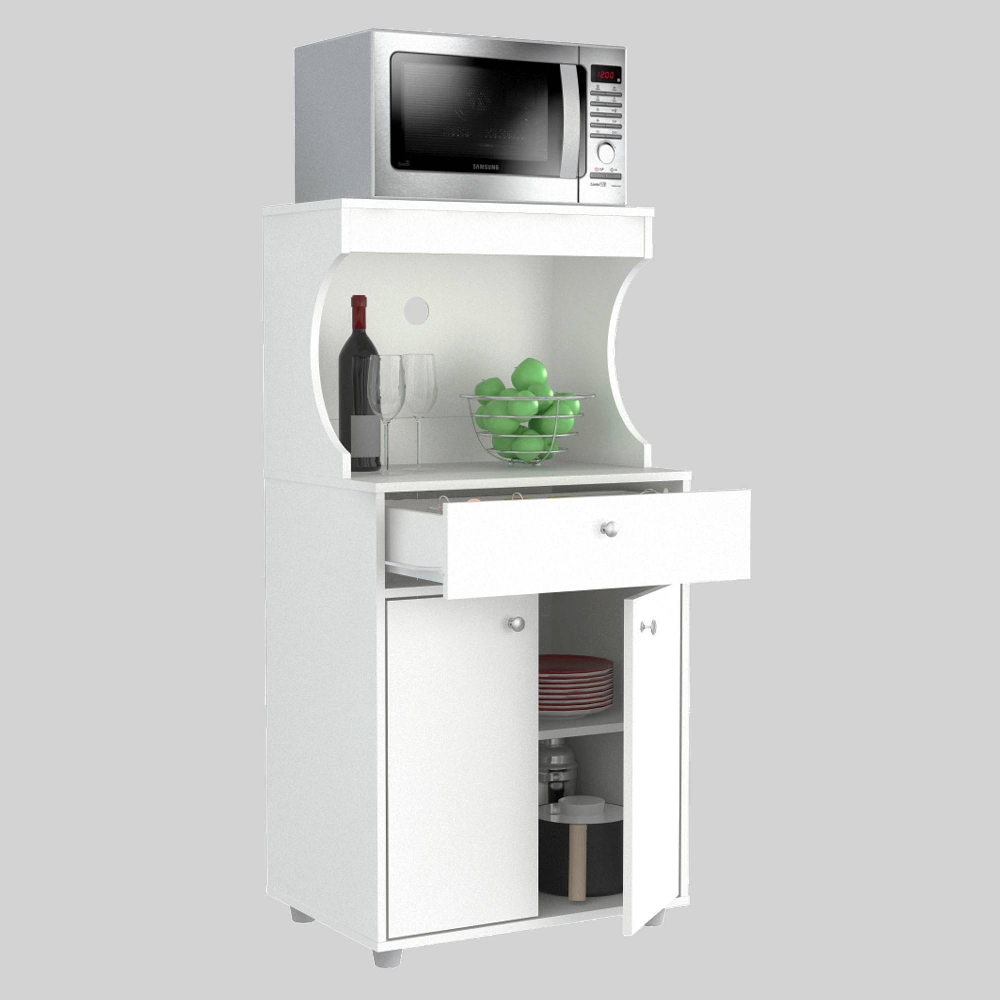 Inval Galley Kitchen/Microwave Storage Cabinet, White