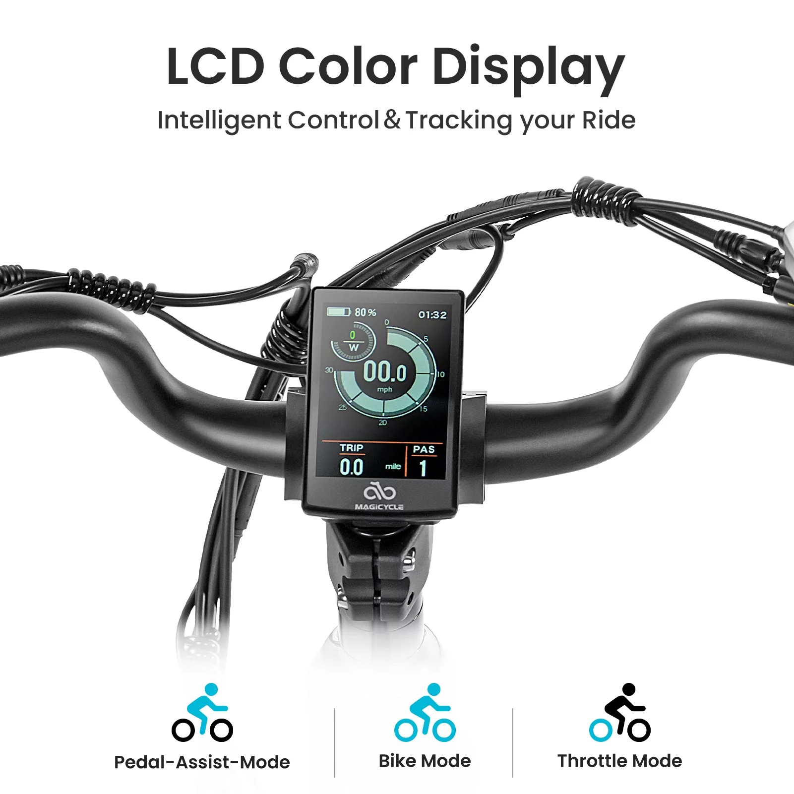MAGICYCLE Cruiser 750W Electric Bike for Adults 52V 15AH E Bike 26" Fat Tire Electric Bike 7 Speeds Electric Mountain Bike - Curated Treasures Market