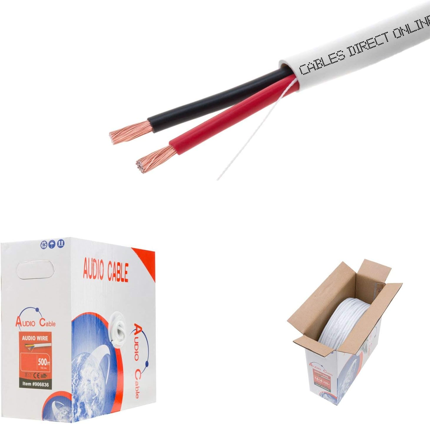 100ft 18AWG 2 Conductors (18/2) CL2 Rated Loud Speaker Cable Wire, Pull Box (for in-Wall Installation) (18AWG / 2 Conductors, 100ft) Pack of 2