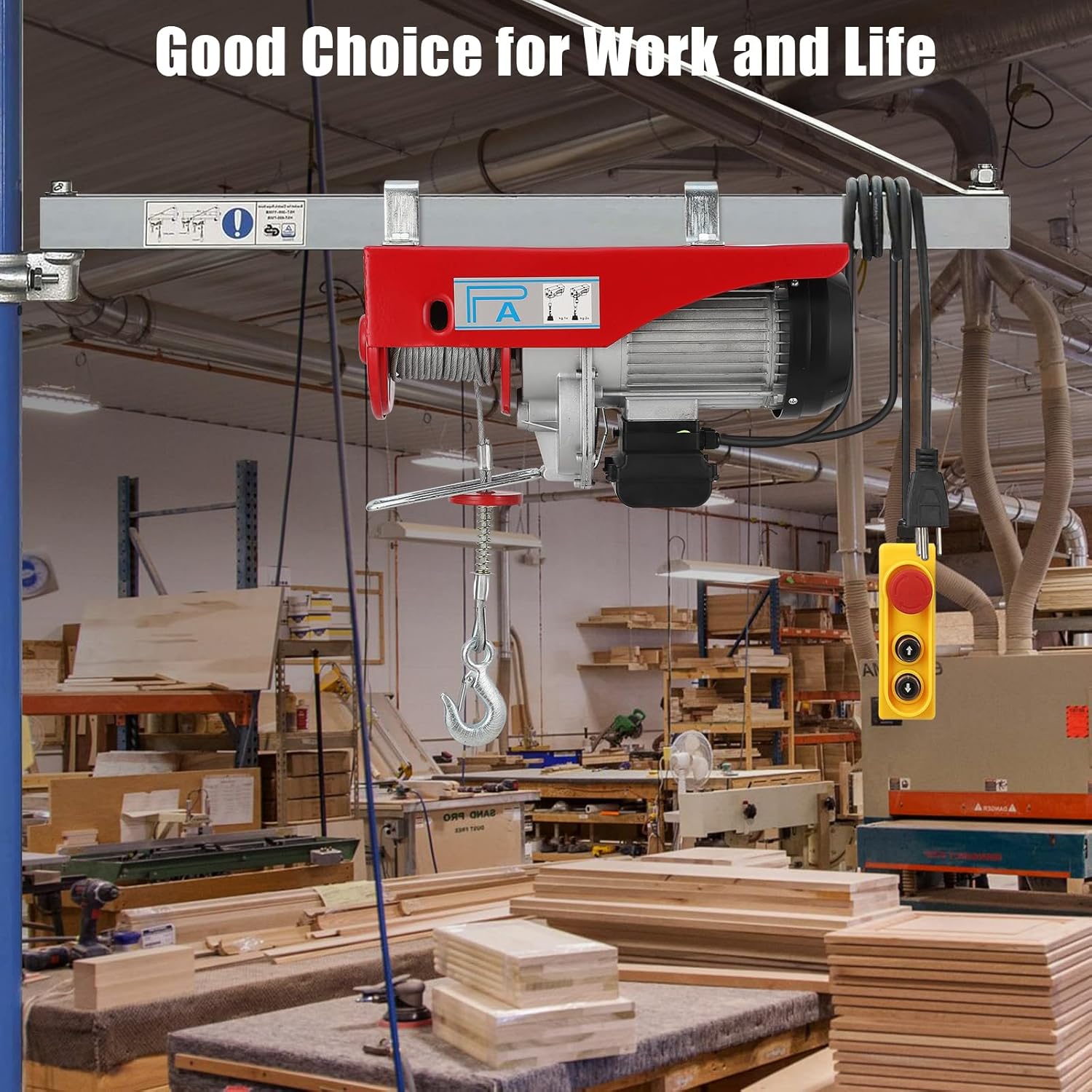 Electric Hoist 1760lbs, TROPOW Electric Hoist 39FT Single Cable Lifting Height, Electric Steel Wire Winch for Garage Warehouse Factory