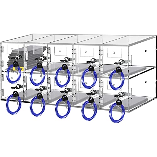 VEVOR Cell Phone Storage Locker, 20 Slots Acrylic Material with Door Locks and Keys, Wall-Mounted Cabinet Pocket Office Classroom Gym Box, Clear