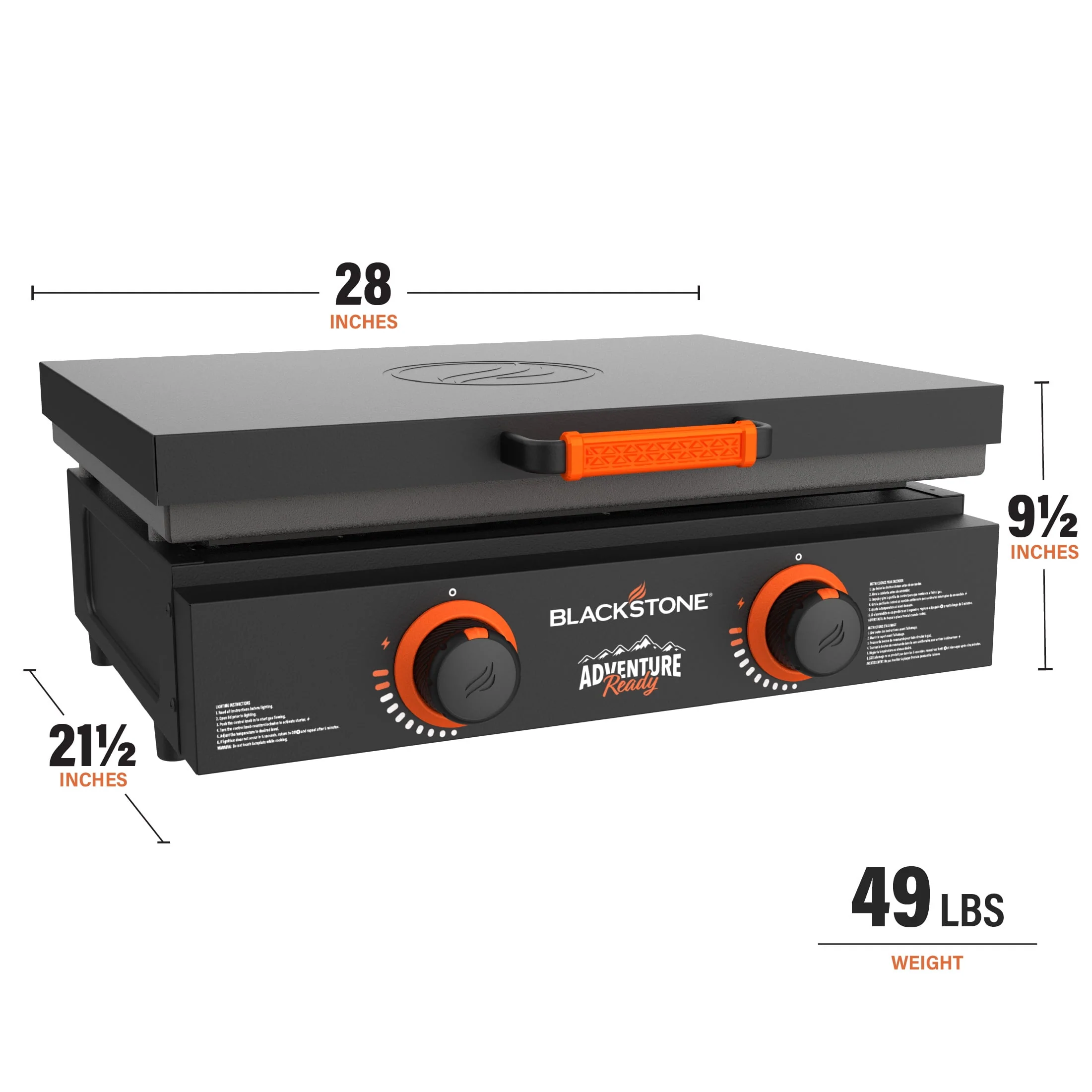 Blackstone Adventure Ready 2-Burner 22 Propane Griddle with Hard Cover in Black