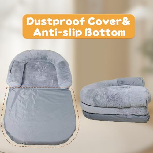 UVIPC Human Dog Bed Foldable Dog Bed for People，Giant Human Dog Foldable Bed for Adult ，Human Size Dog Bed with Soft Blanket Pillow