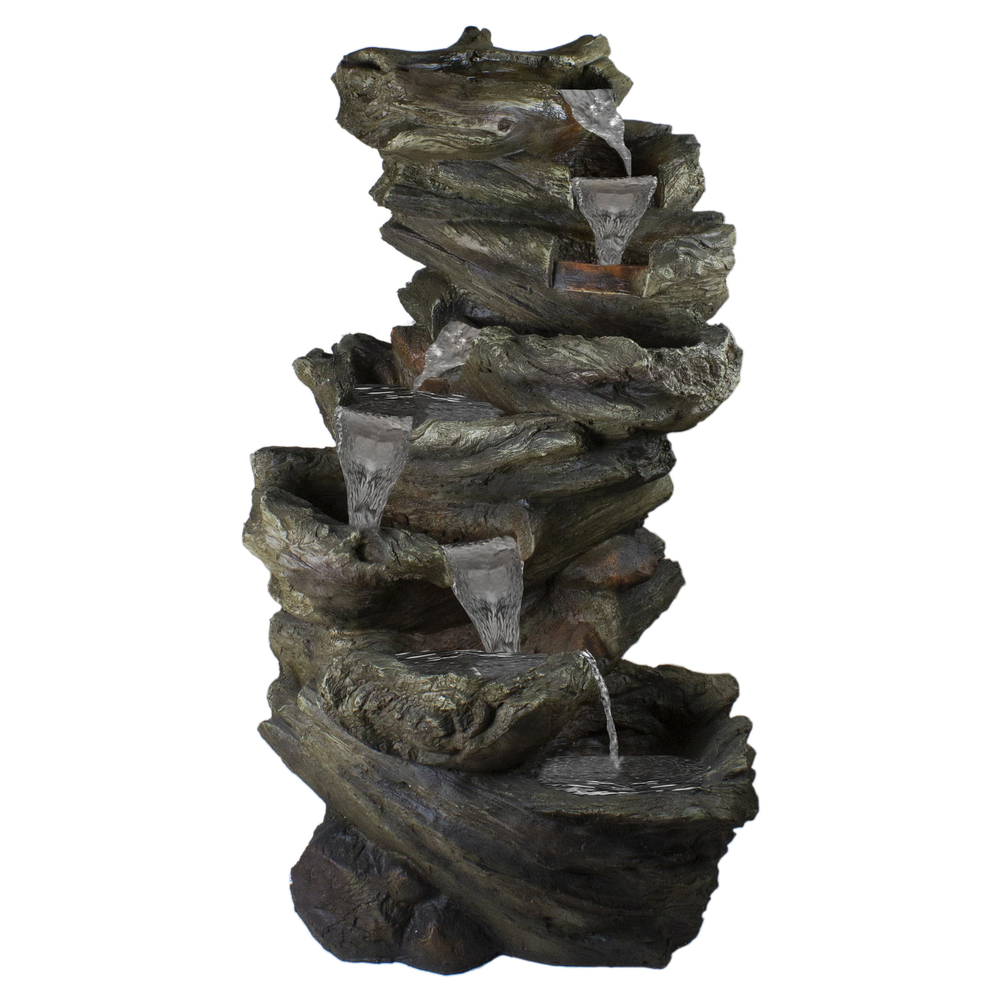 Northlight 42" Gray Lighted Rock Outdoor Garden Water Fountain