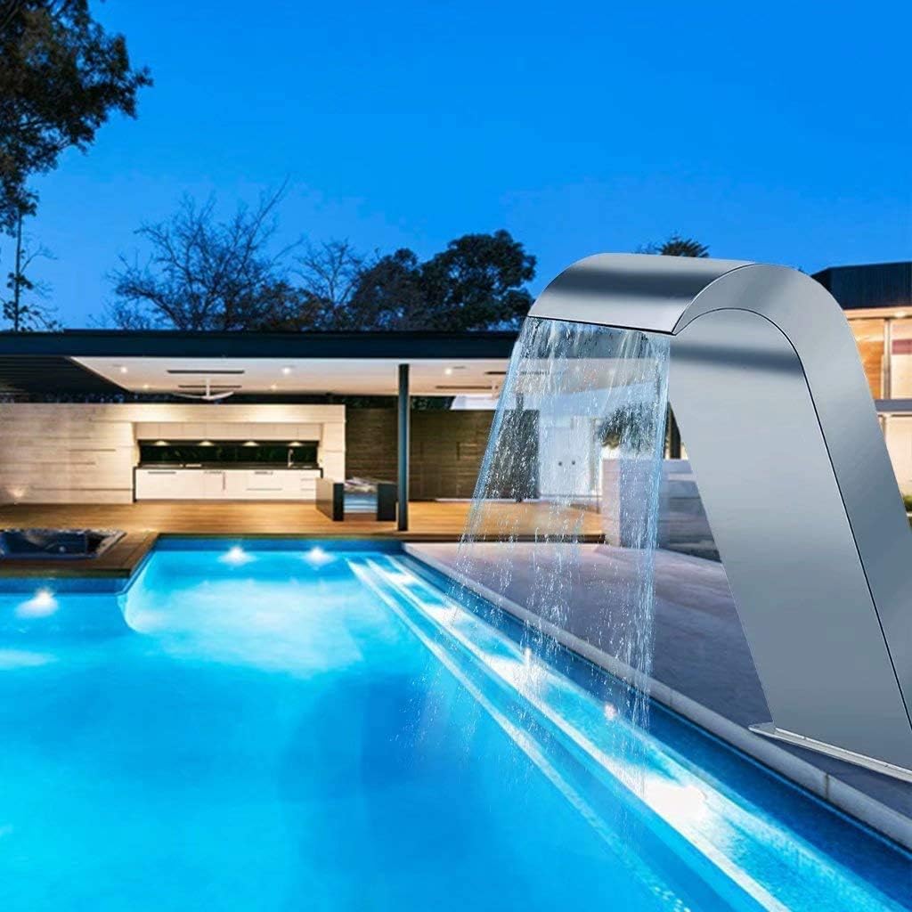 Garden Stainless Steel Waterfall Fountain Cascade Swimming Pool Fountain for Inground Pools Waterfalls Sheer Water Feature