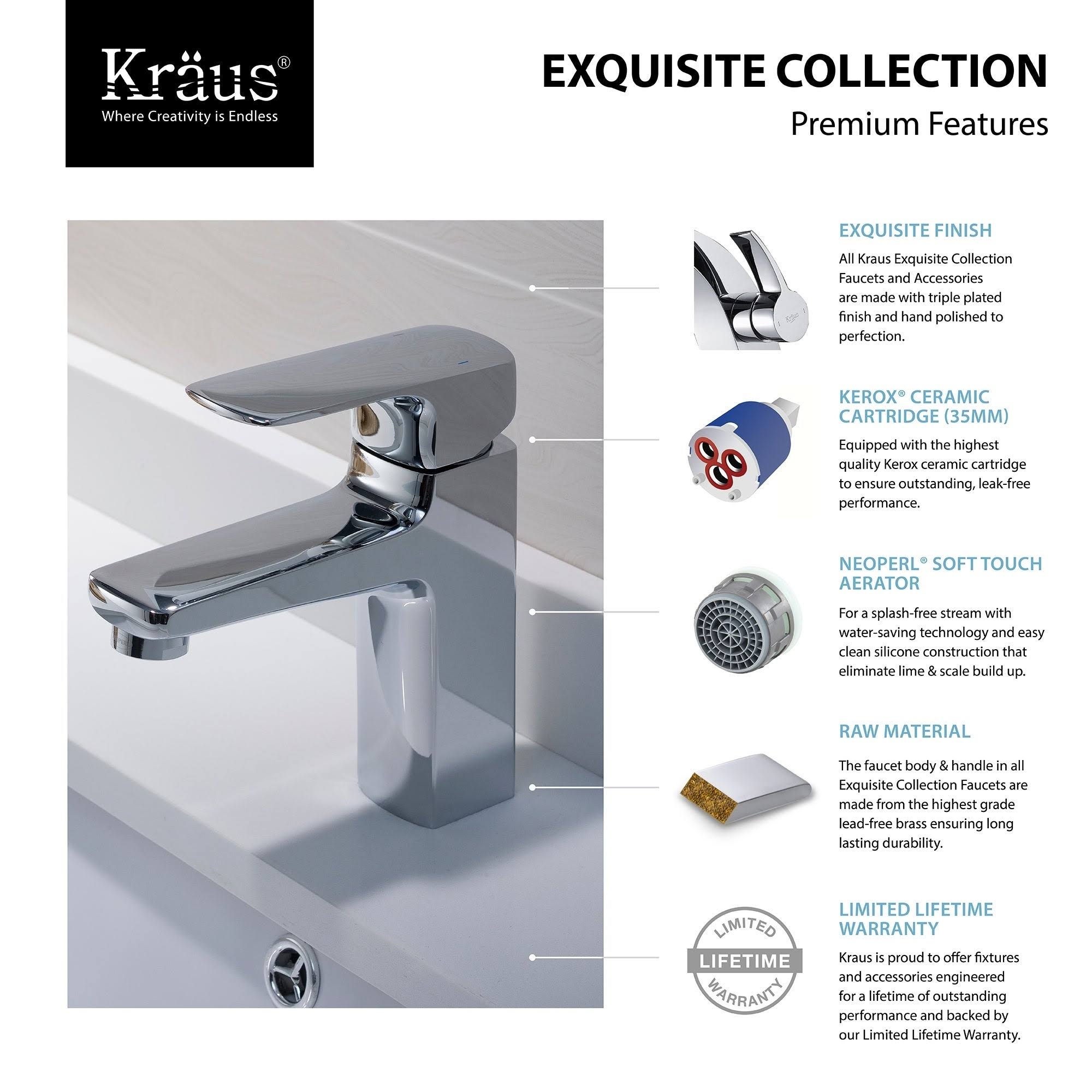 Kraus Virtus Single Hole Bathroom Faucet - Brushed Nickel KEF-15501BN