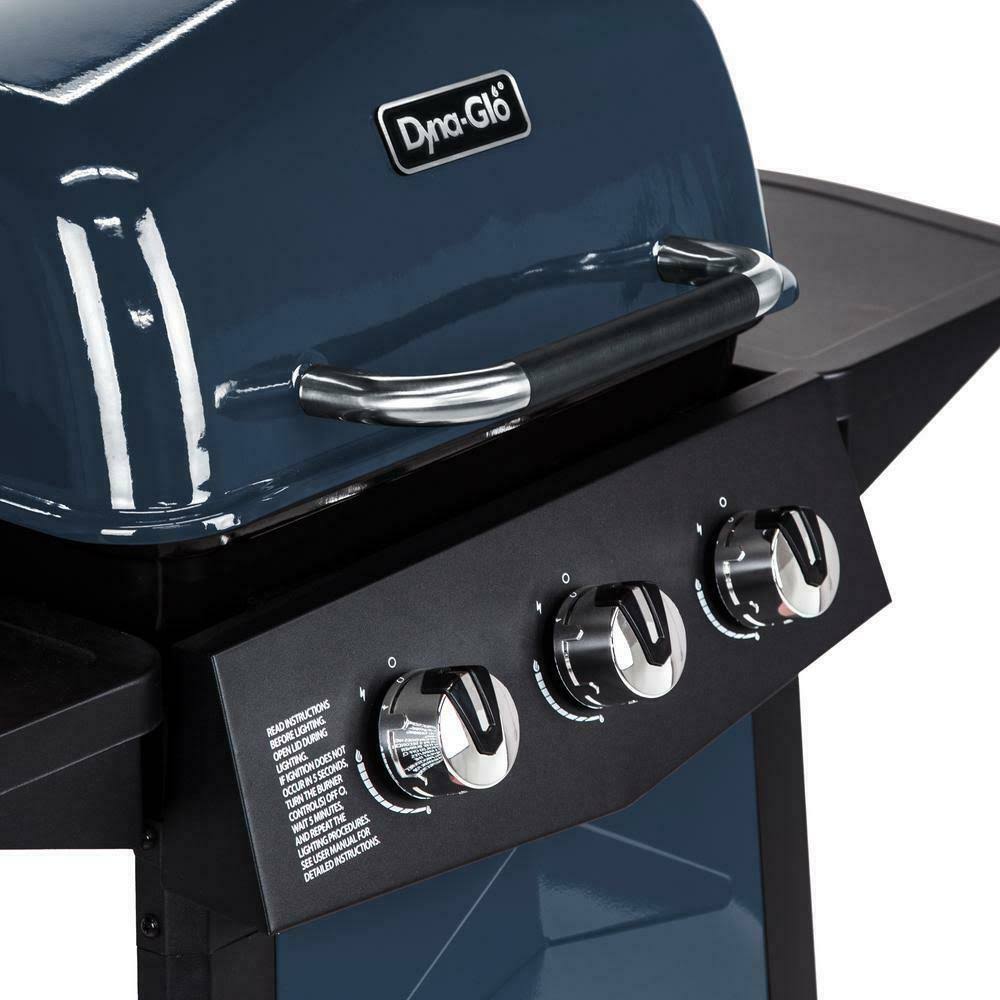 Dyna-Glo 3-Burner Open Cart Propane Gas Grill in Blue