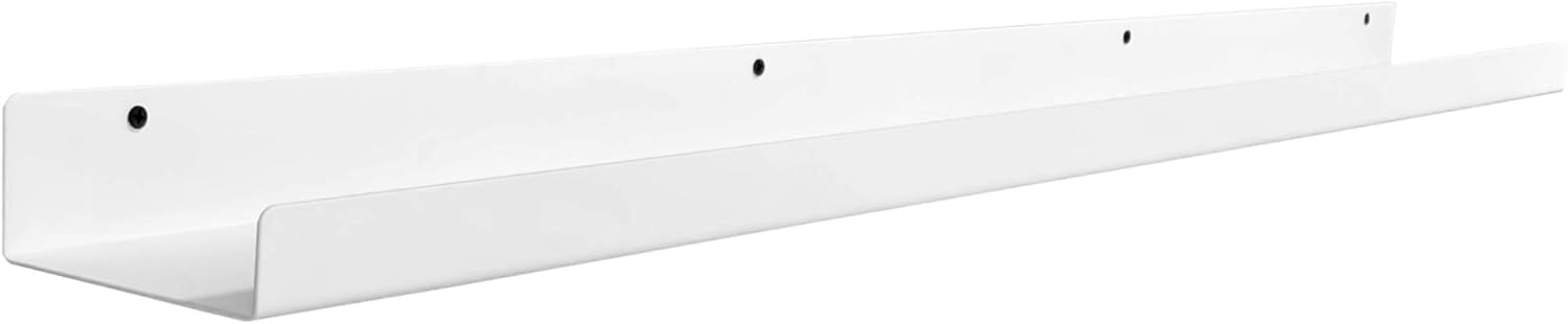 Made in USA by DIY CARTEL - Floating Metal Wall Shelf Picture Ledge - USA Manufactured Steel - Industrial Heavy Duty Modern Farmhouse Rustic Designed Shelf (24in White)