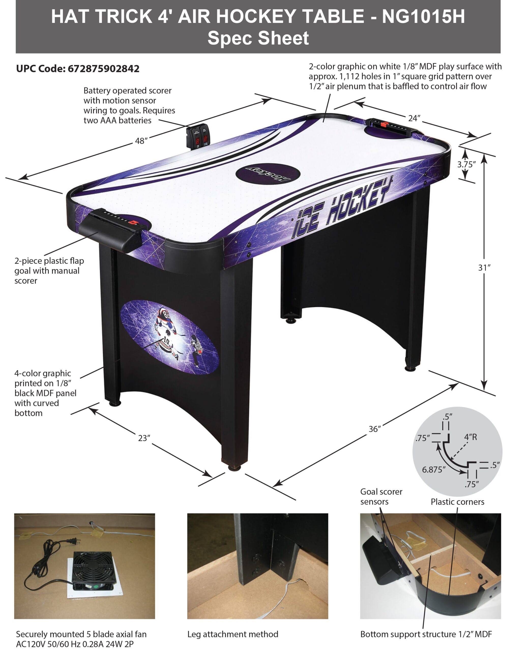 Hathaway 4 ft. Hat Trick Air Hockey Table