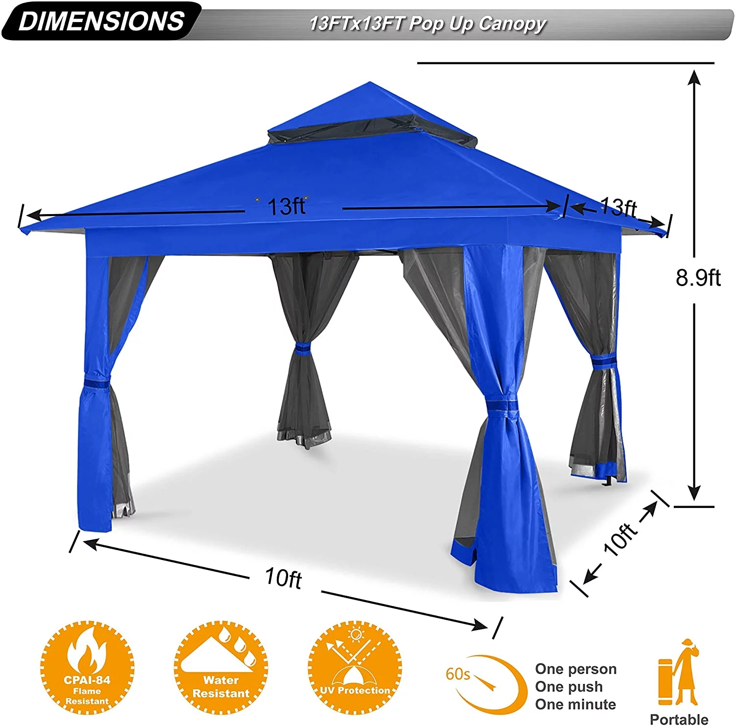 ABCCANOPY 13'x13' Gazebo Tent Outdoor Pop up Gazebo Canopy Shelter with Mosquito Netting