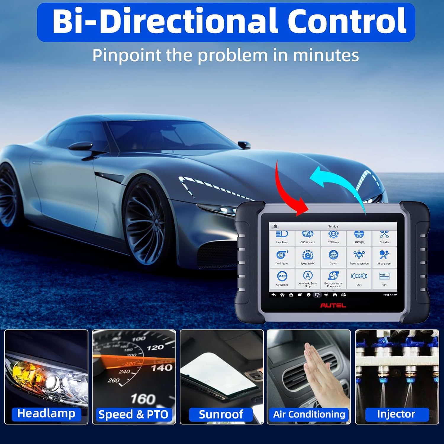 Autel MaxiCOM MK808Z Scanner, 2024 Bidirectional OBD2 Auto Scan Tool:Same as MK808S/MX808S, Alternative MaxiCheck MX900, Car Scanner Diagnostic Tool, 40+ Service Active Test Injector Coding Android 11