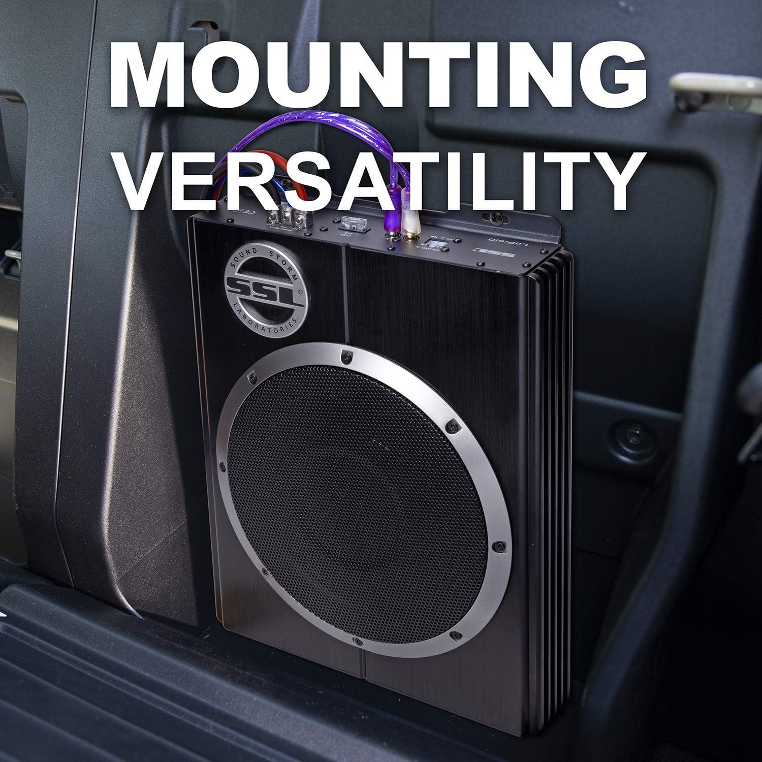 Sound Storm Laboratories LOPRO8 Amplified Car Subwoofer - 600 Watts Max Power, Low Profile, 8 Inch Subwoofer, Remote Subwoofer Control, Great For Vehicles That Need Bass But Have Limited Space, Black