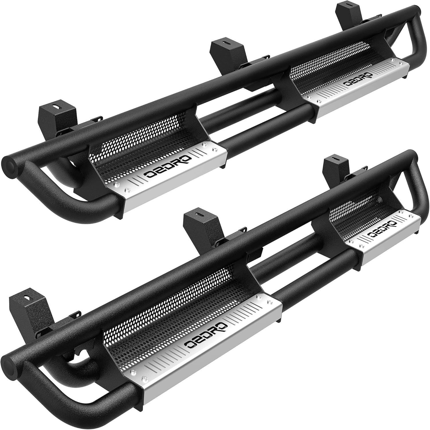 OEDRO Running Boards, Drop Side Steps Compatible with 2018-2022 Jeep Wrangler JL 2 Door, All Steel Nerf Bar w/ Red Paintable Step Plates