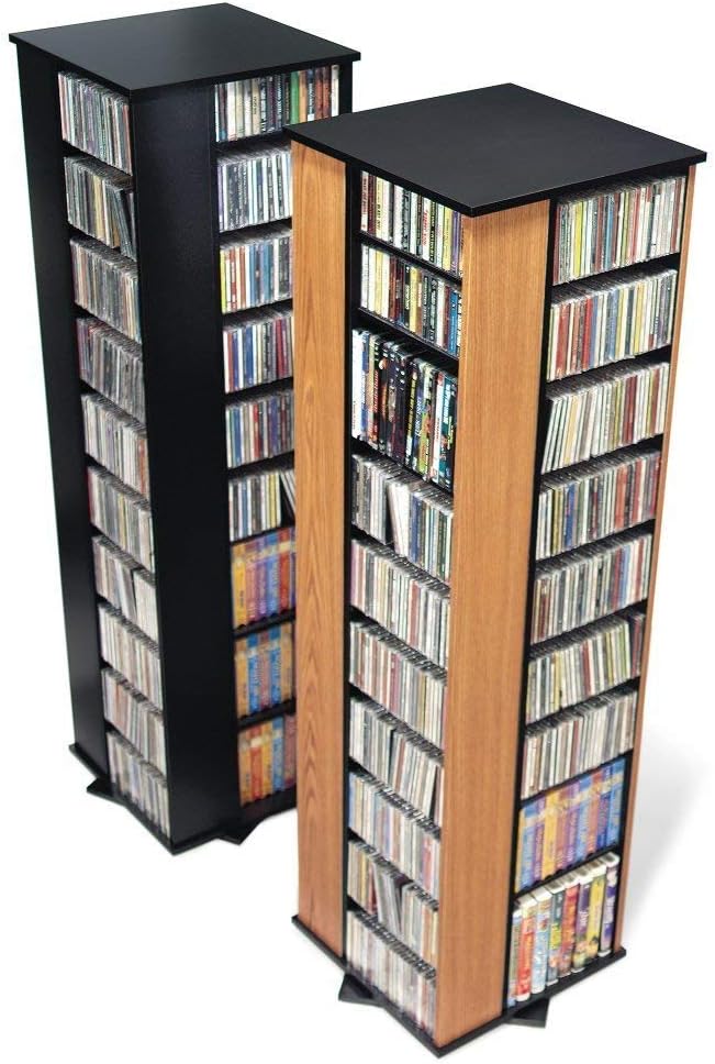 Prepac Large Four-Sided Spinning Tower Storage Cabinet, Black