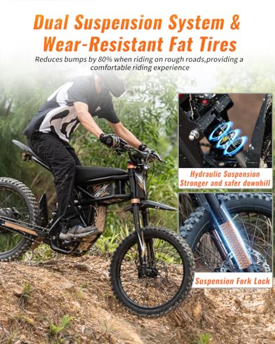 2000W/ 3000W GT73 / GT73 Pro Electric Dirt Bike for Adults - 37/50 MPH High-Speed, 25" Fat Tires & Dual Removable Battery (60V-18AH*2)| All-Terrain Off-Road eBike for Snow, Sand