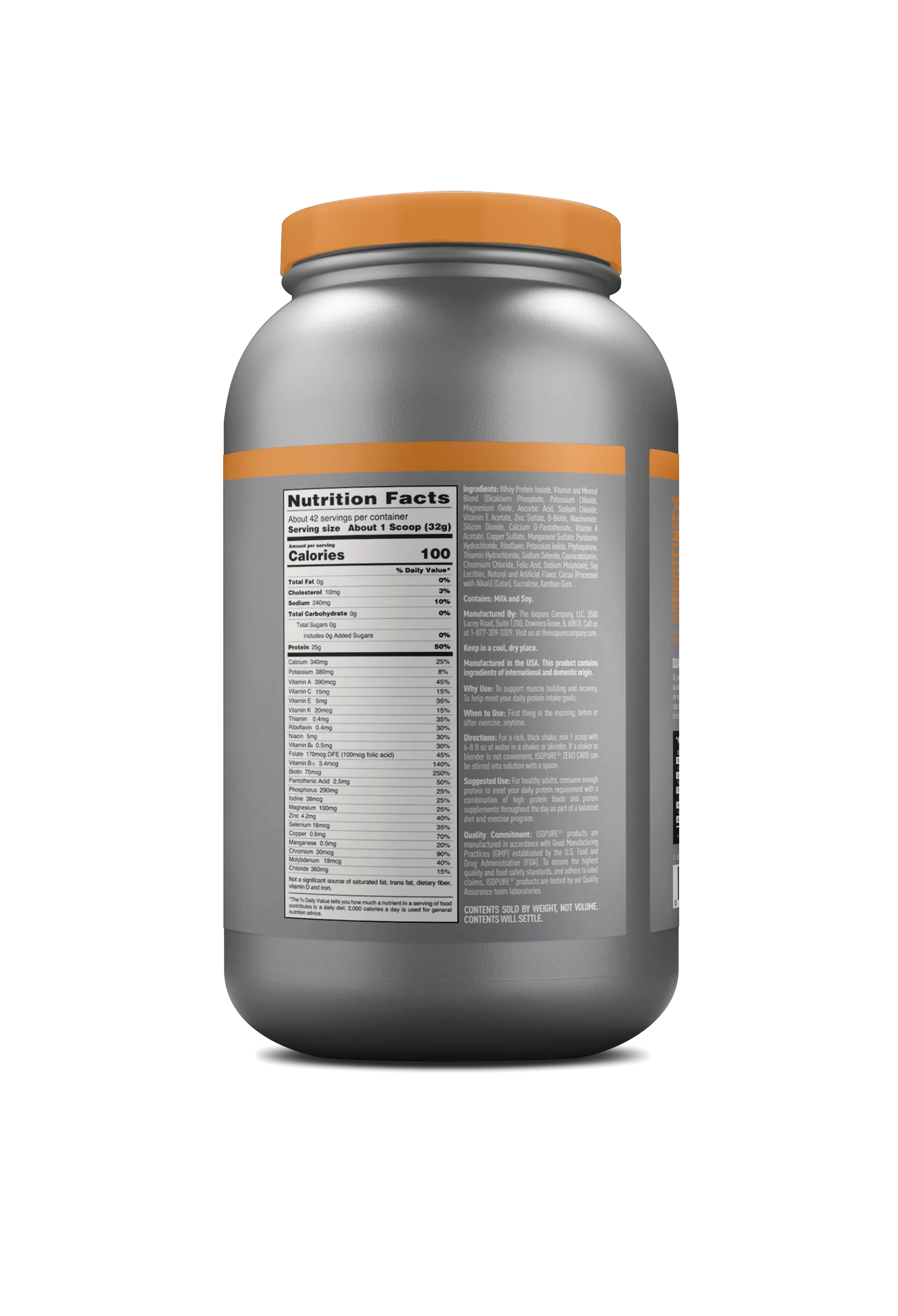 Isopure, Zero Carb 100% Whey Protein Isolate, 25g Protein Powder, Vanilla Salted Caramel, 3 lb, 42 Servings