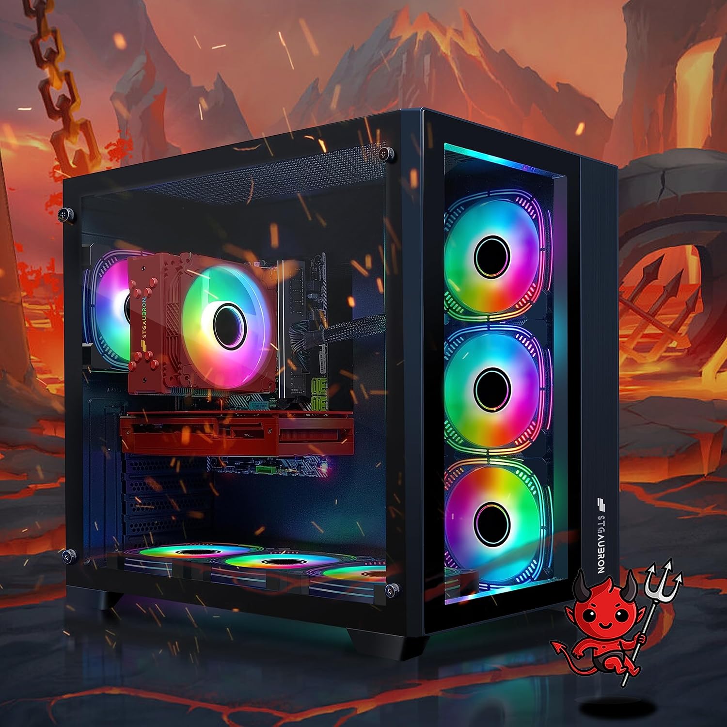 STGAubron Gaming Desktop PC,GeForce RTX 3060 12G GDDR6,Intel Core i7-10700KF up to 5.1G,16G DDR4,1T SSD,WiFi,BT 5.0,RGB Fan x 7,RGB Keyboard&Mouse&Mouse Pad,RGB BT Sound Bar,RGB BT Gaming Mic,W11H64