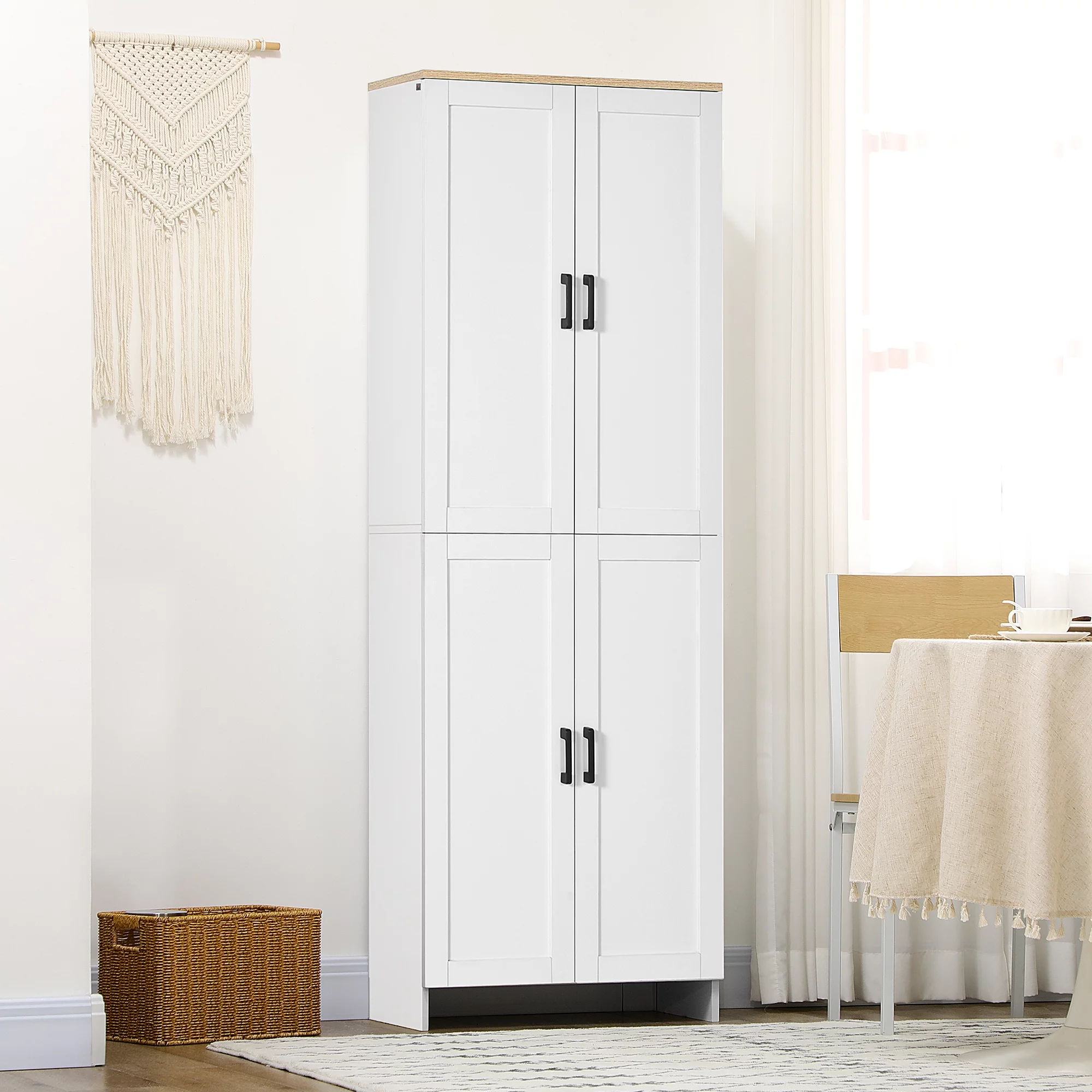 HOMCOM 72" Kitchen Pantry Storage Cabinet with Adjustable Shelves, White - Curated Treasures Market