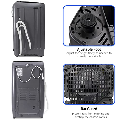 Anukis Fully Automatic Portable Washing Machine, 13 lbs Capacity Compact Laundry Washer with Drain Pump 10 Wash Program & 8 Water Levels for Apartment, Dorm, RV