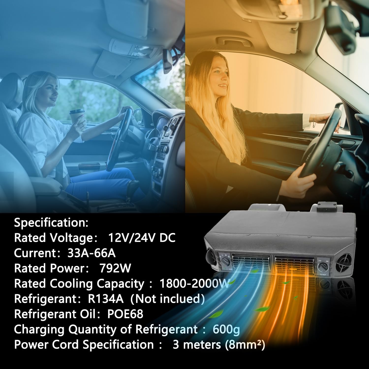 12V Air Conditioner Auto Universal Under Dash A/C Kit Heating and Cooling Car ac System Fit for Van Auto RVs Truck Electric Parking air Conditioning Energy Saving (Heat&Cool 404-100-01)