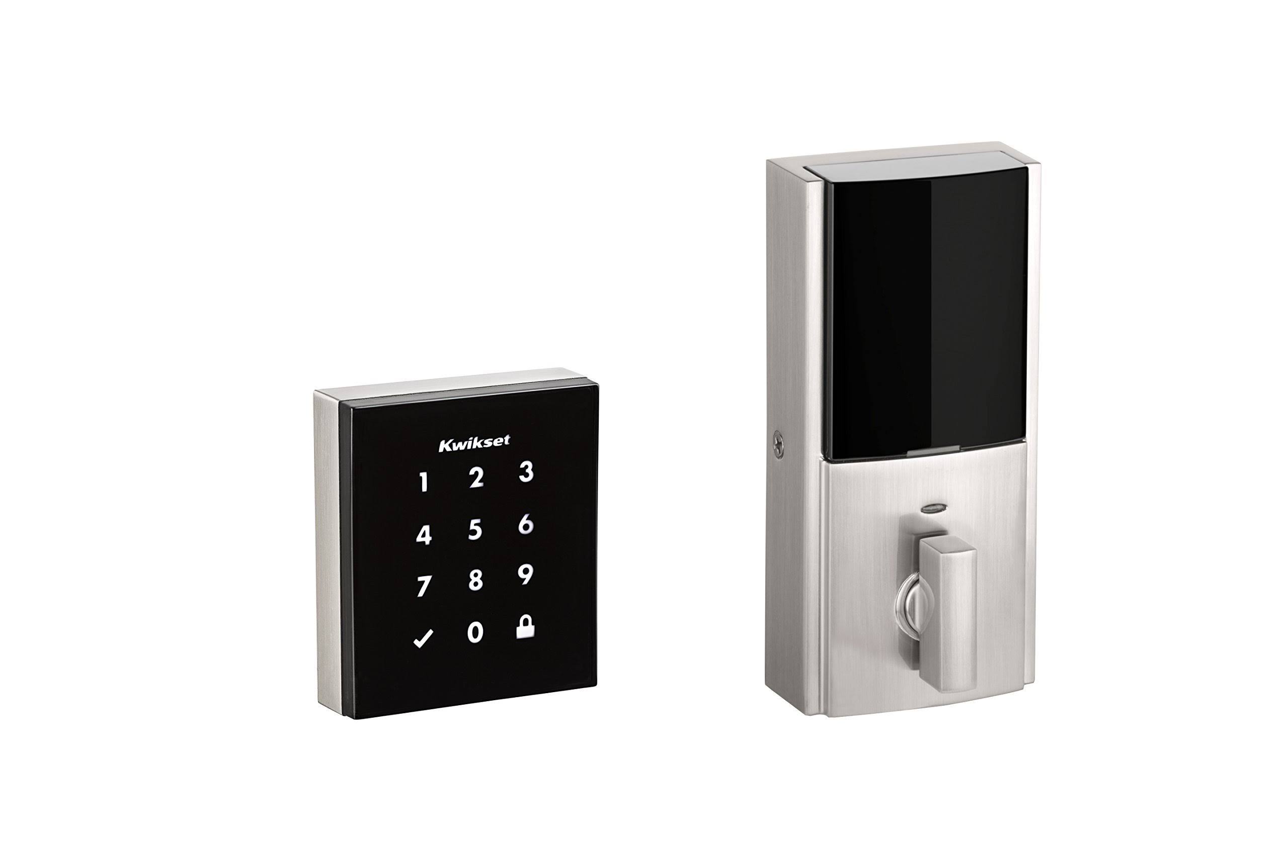 Kwikset 954OBN Obsidian Touchscreen Electronic Deadbolt with Z-Wave - Satin Nickel