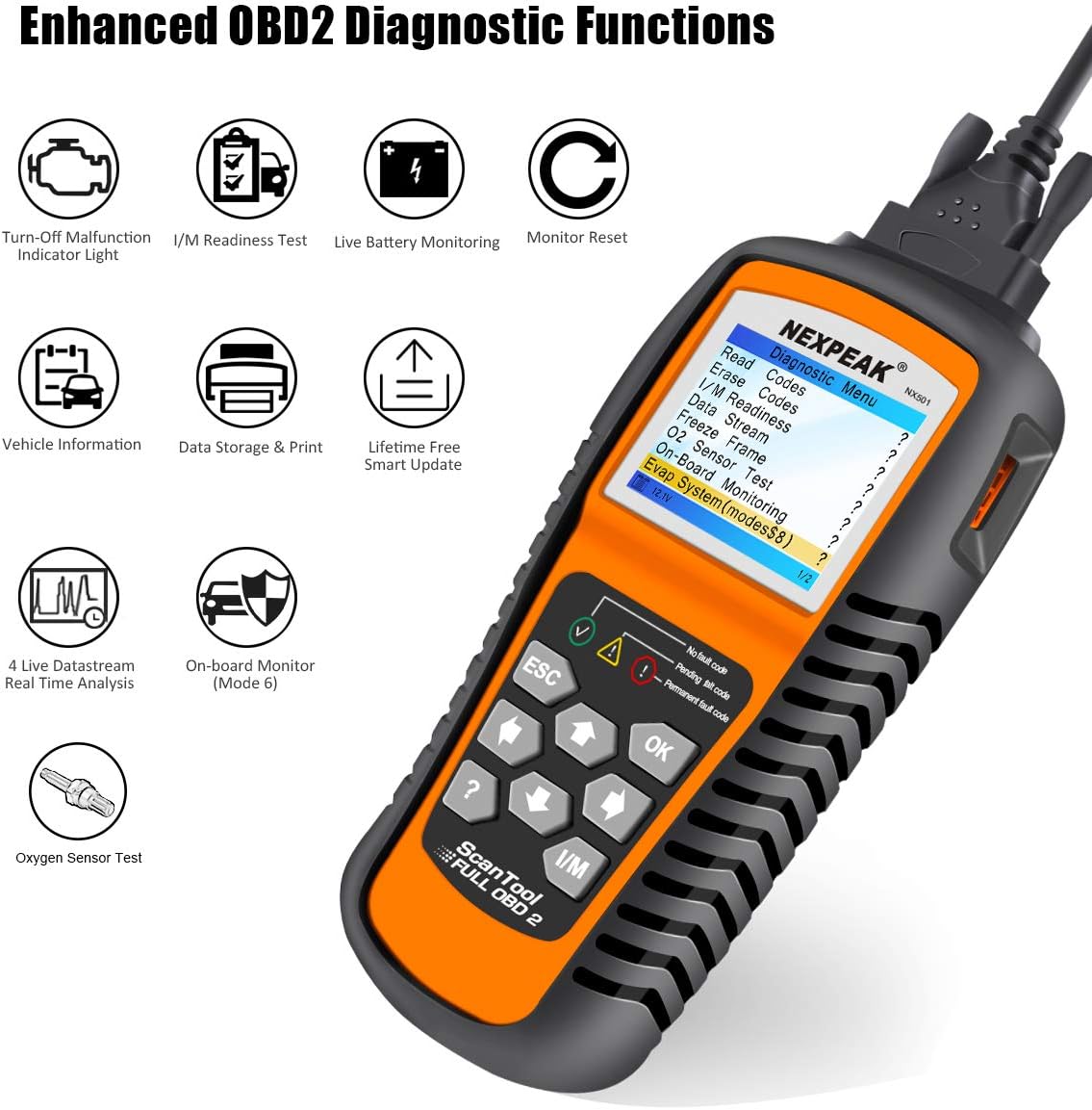 NEXPEAK OBD2 Scanner, NX501 Enhanced OBD II Auto Code Reader, Car Diagnostic Scan Tool Vehicle Check Engine Light Analyzer for All OBDII Vehicles After 1996 Pack of 2